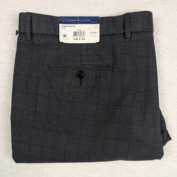 Tommy Hilfiger Other - Tommy Hilfiger Tate Dress Pants Mens 42x30 Gray Glen Plaid Flat Front Stretch